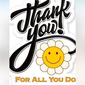 Thank You Sticker with Smiley Flower